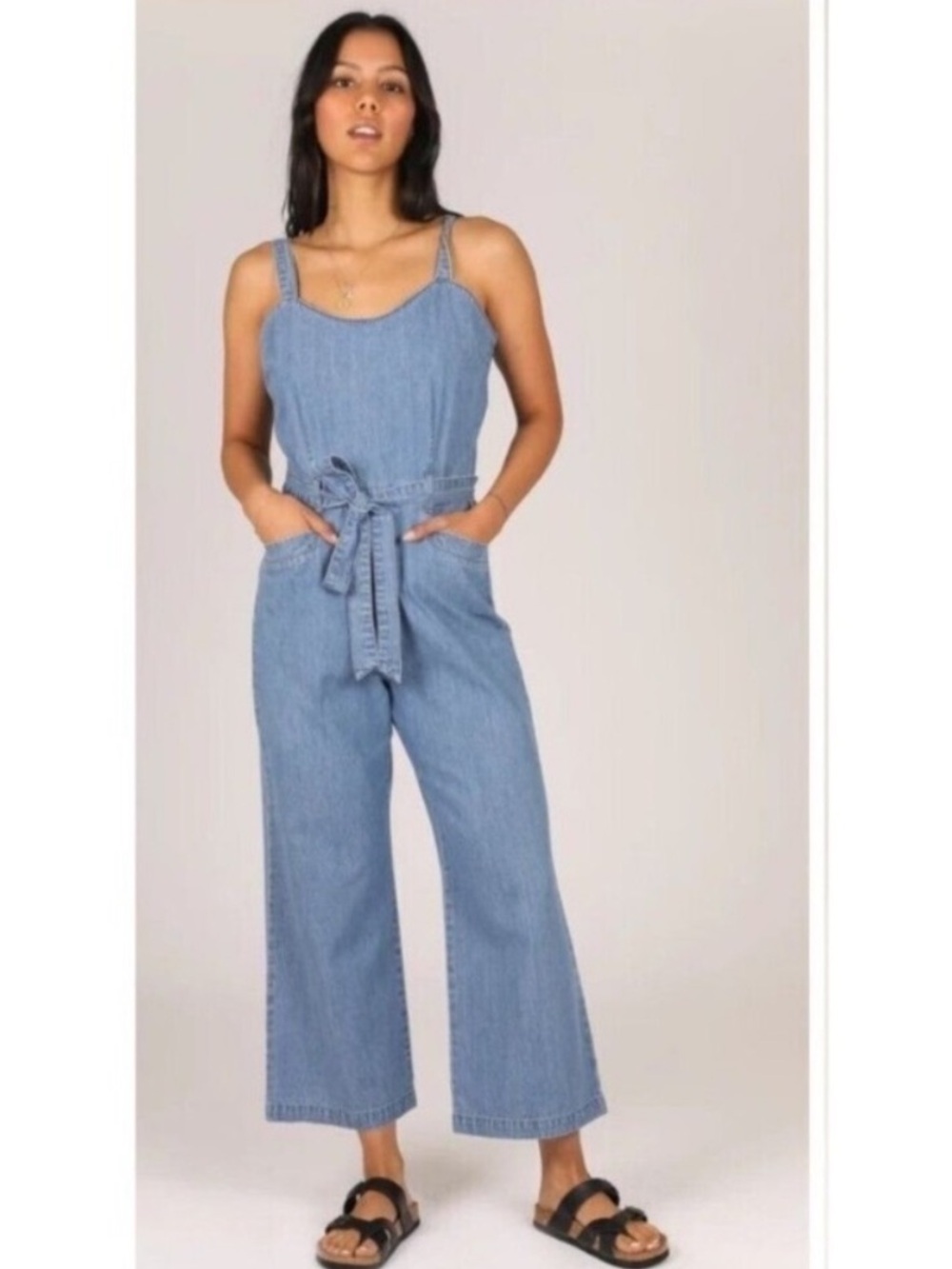 Rewash Light Blue Denim Belted Jumpsuit